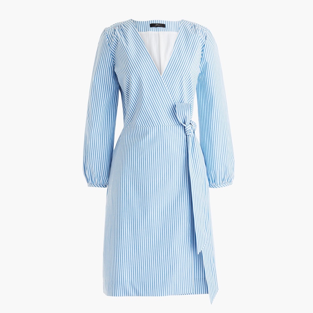 J.Crew wrap dress in striped cotton poplin
